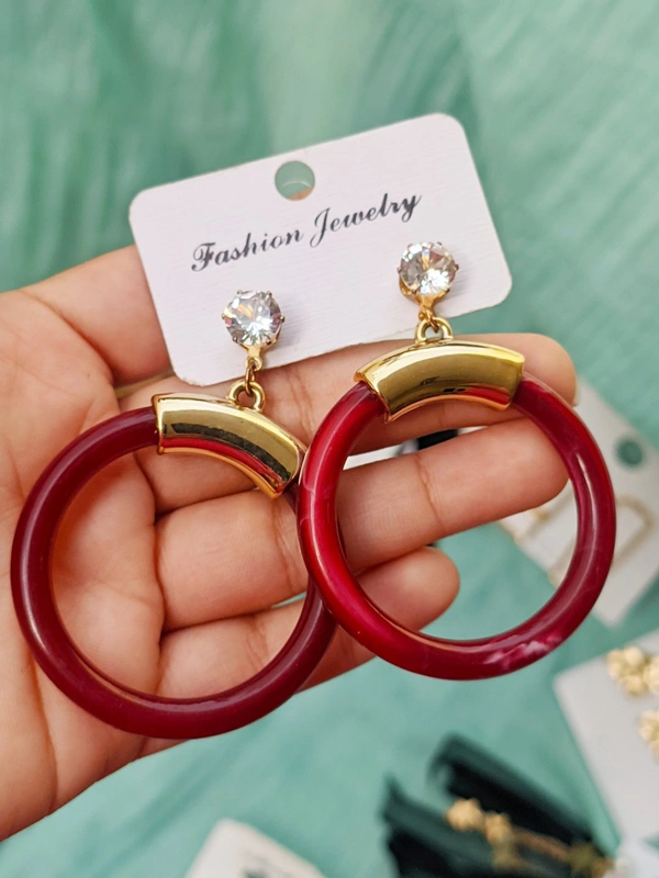 Lightweight Red Hoop Earrings