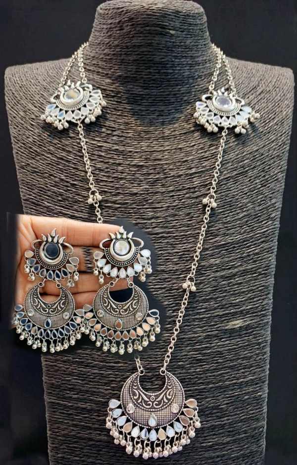 Mirror Long Chain With Earrings