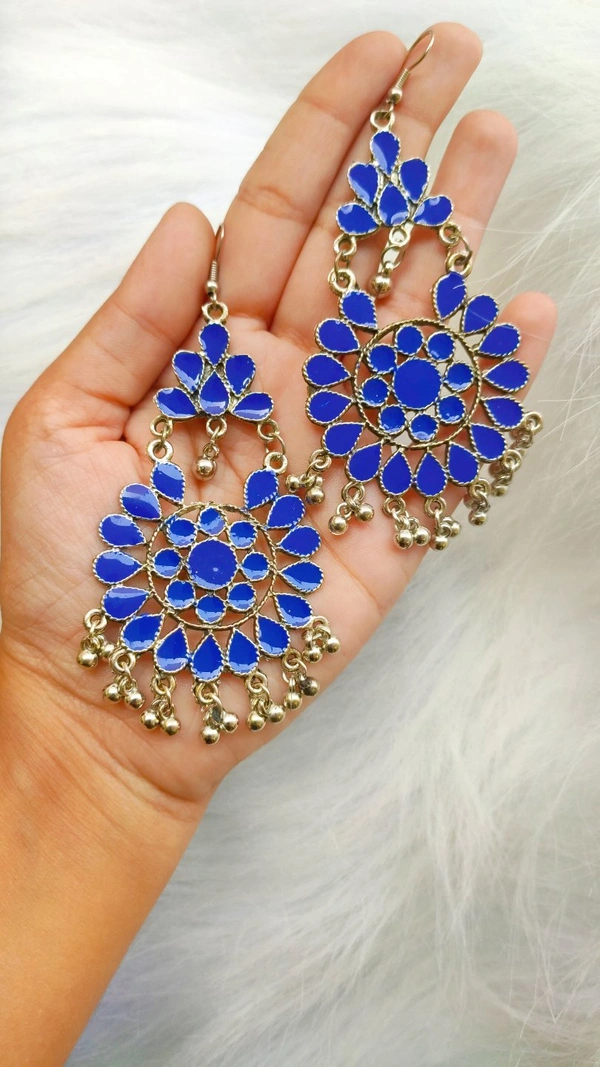 Blue Oxidised Earrings