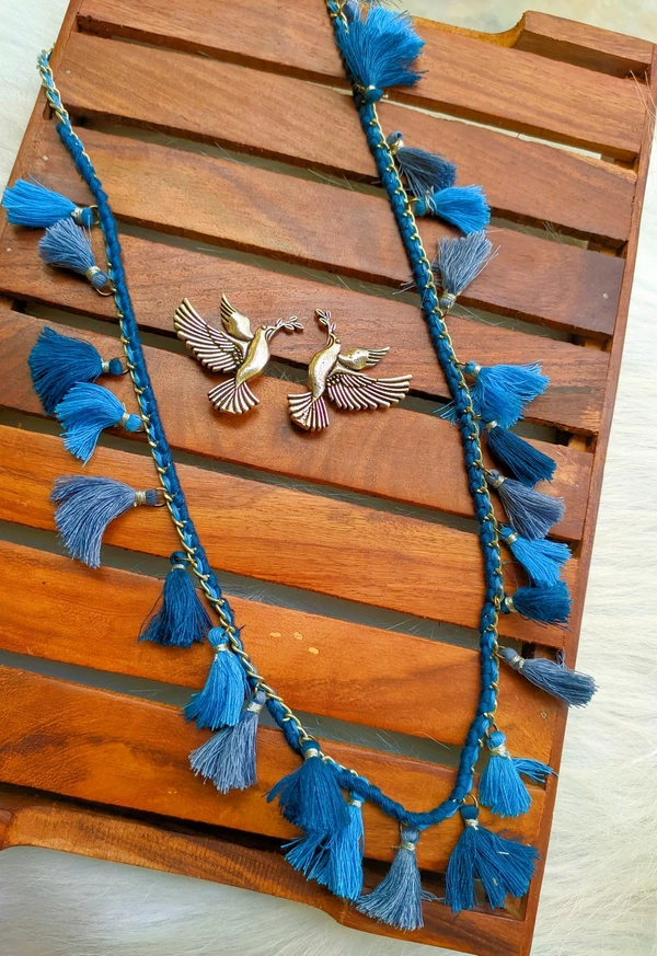 Long Tassel Necklace With Studs