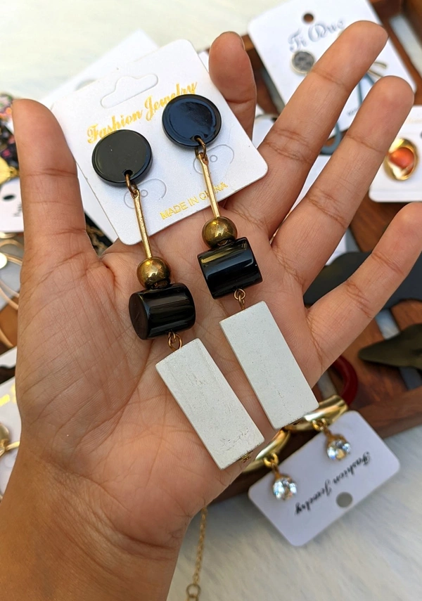 Black And White Long Earrings