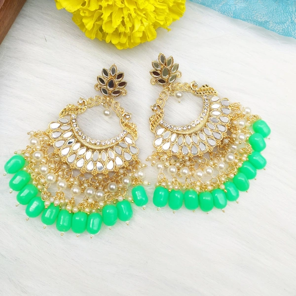 Sheesha Kundan Chandbaali - seafoam green