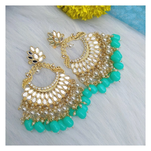 Sheesha Kundan Chandbaali - Italian sky blue