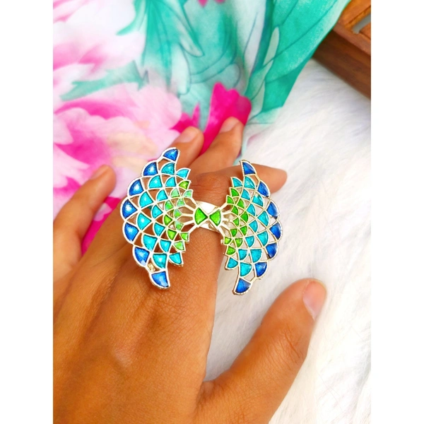 Oxidised Enamel Ring  - adjustable