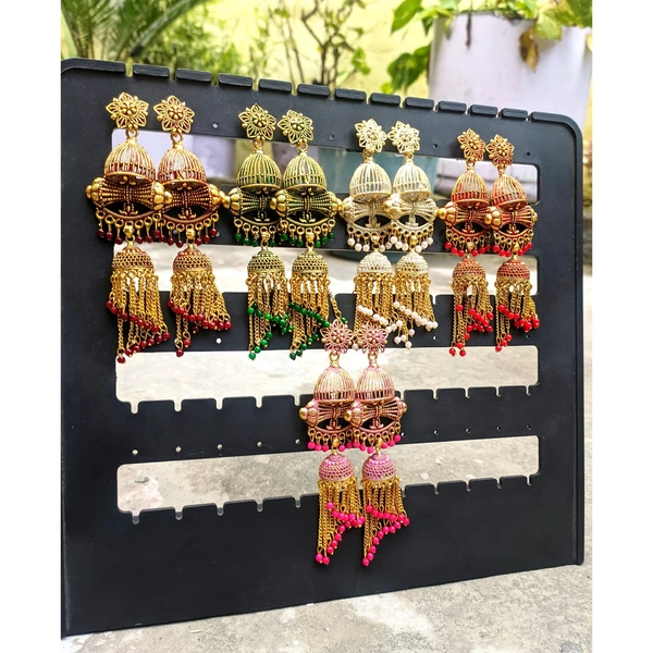 Antique Long Jhumki  - pink