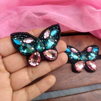 Crystal Butterfly Earrings  - Pink+Blue