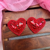 Handmade Heart Studs - Baby Pink 
