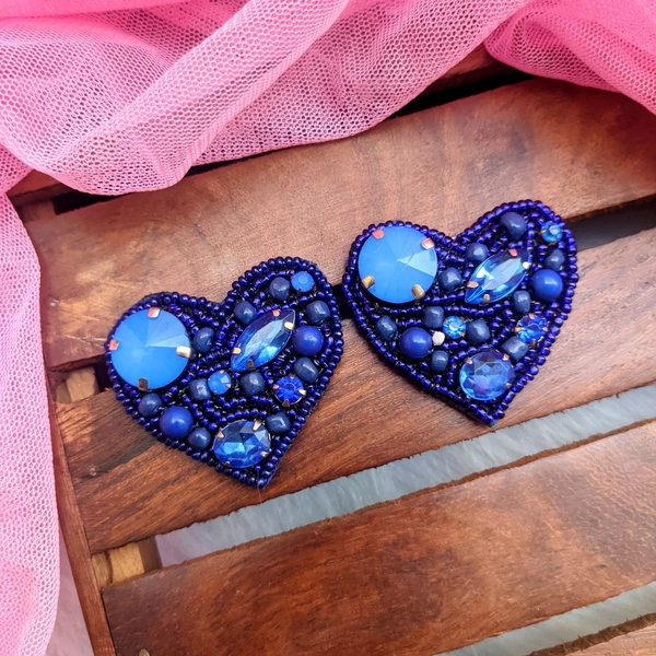 Handmade Heart Studs - Baby Pink 