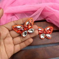 Crystal Butterfly Earrings  - Orange And White