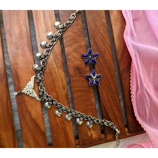 Fusion Necklace With Earrings  - Blue 