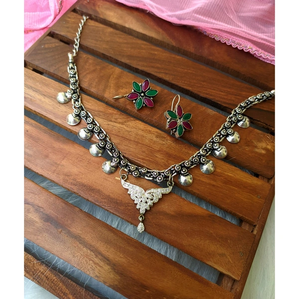 Fusion Necklace With Earrings  - Multi Colour