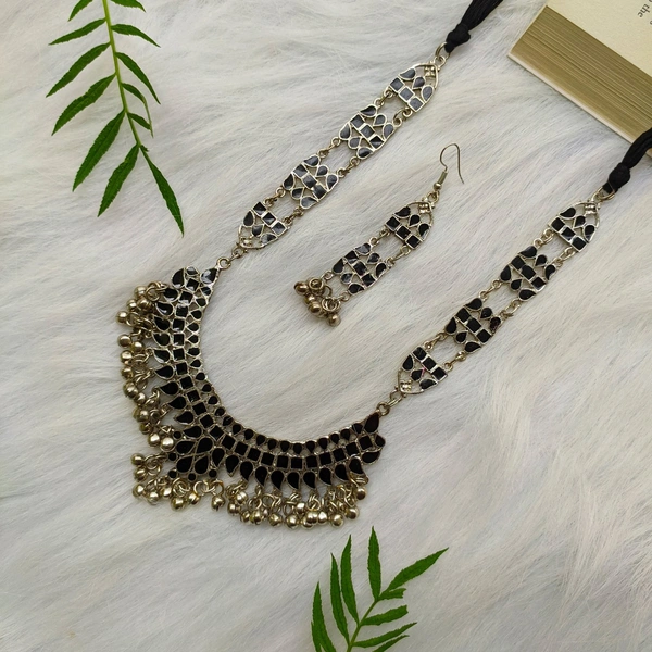 Afgan Look Long Necklace  - Black 