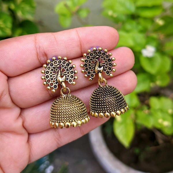 Golden Peacock Tiny Jhumki 