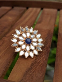 Sheesha Kundan Ring  - Blue 