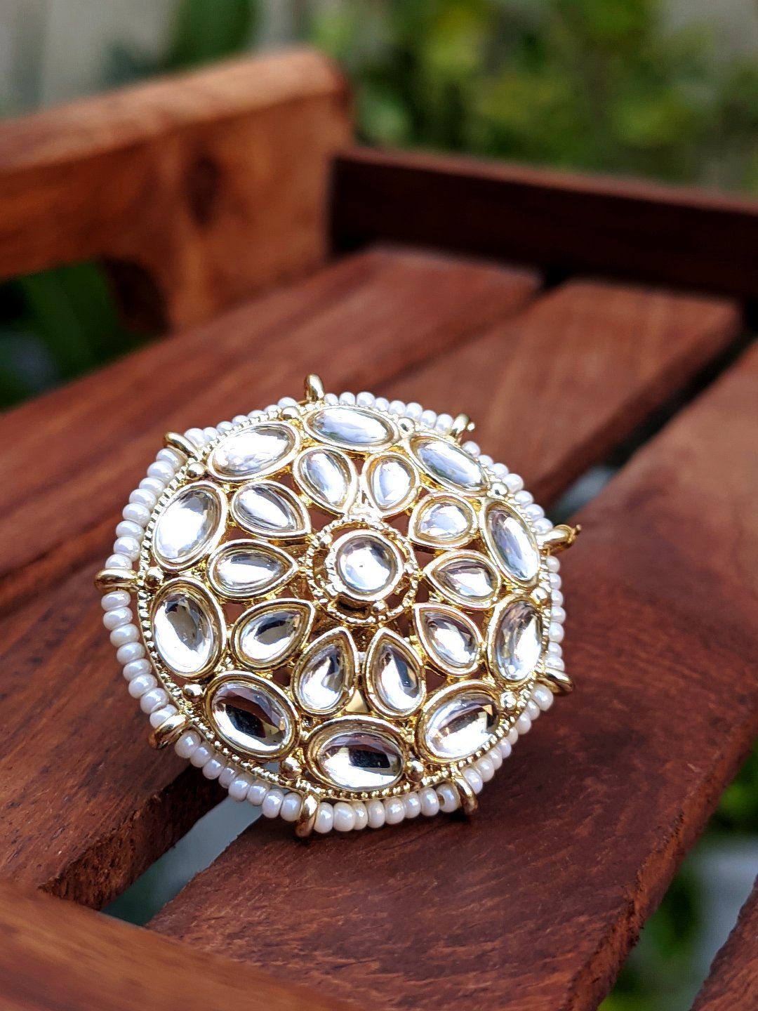 Buy Kundan Adjustable Ring With Gold Plating 500831 | Kanhai Jewels