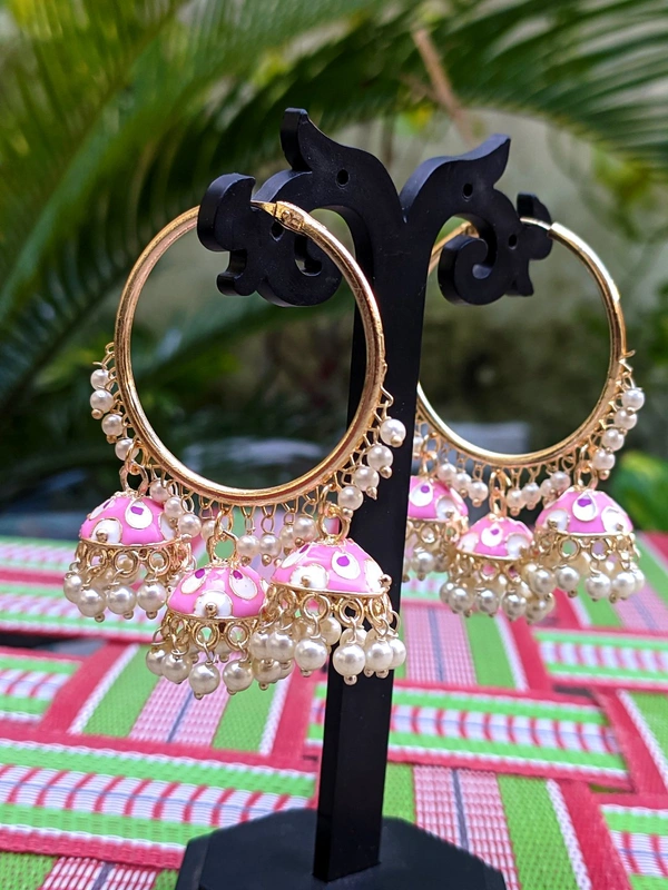 Meenakari Baali Jhumki  - Pink