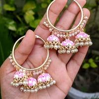 Meenakari Baali Jhumki  - Pink