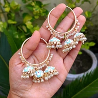 Meenakari Baali Jhumki  - Sky-blue