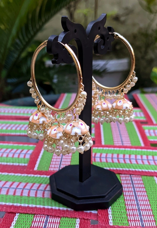 Meenakari Baali Jhumki  - Coral
