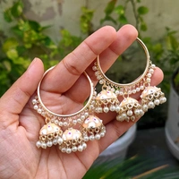 Meenakari Baali Jhumki  - Coral