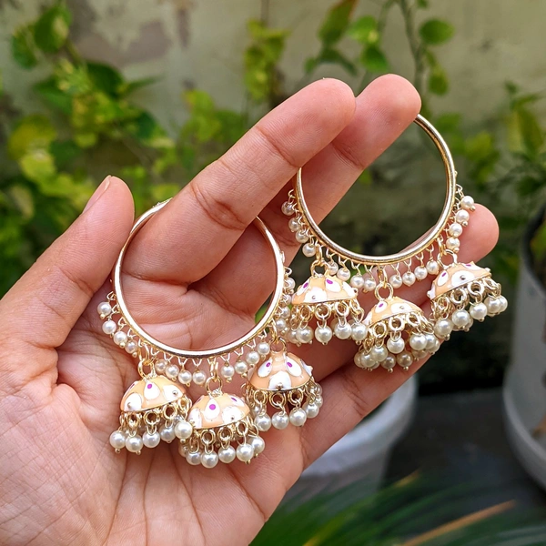 Meenakari Baali Jhumki  - Coral