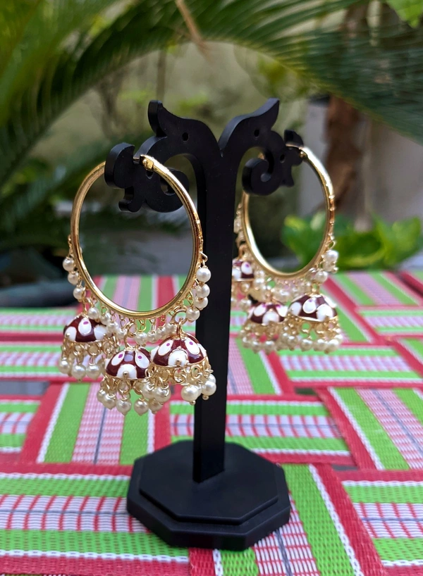 Meenakari Baali Jhumki  - Maroon