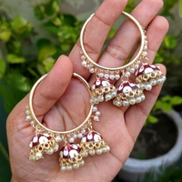 Meenakari Baali Jhumki  - Maroon