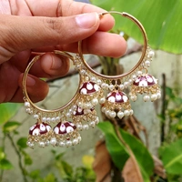 Meenakari Baali Jhumki  - Maroon