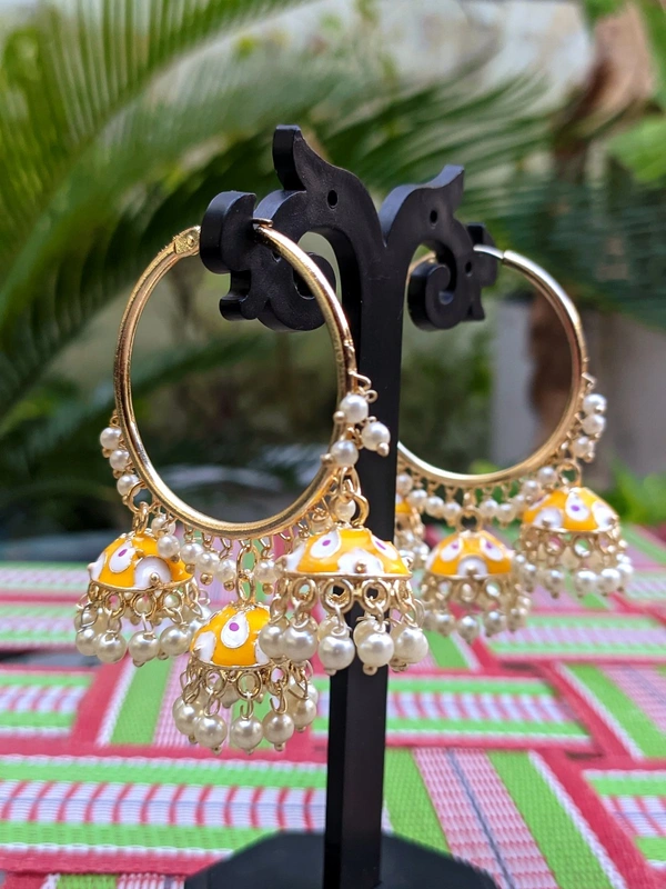 Meenakari Baali Jhumki  - Yellow
