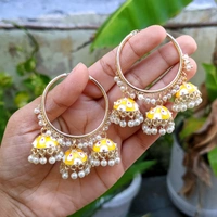 Meenakari Baali Jhumki  - Yellow