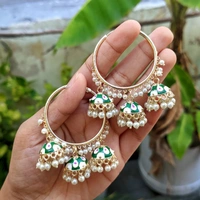 Meenakari Baali Jhumki  - Dark Green
