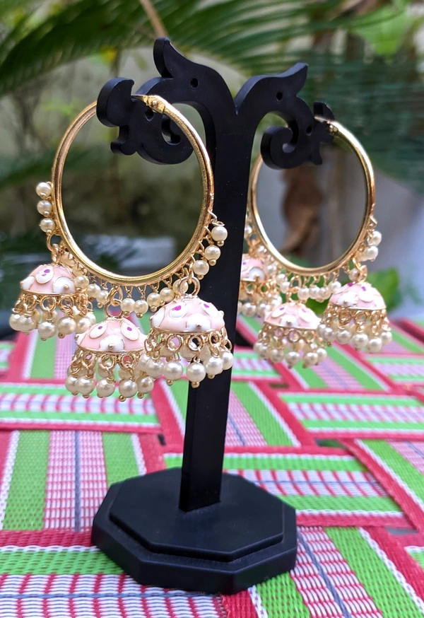 Meenakari Baali Jhumki  - Peach