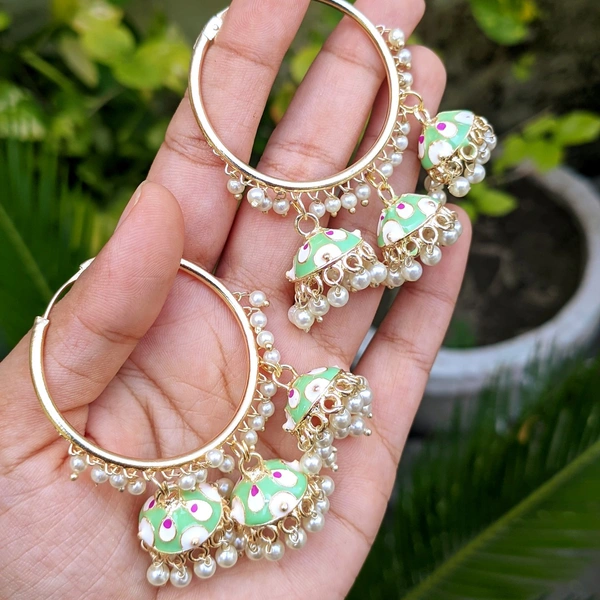 Meenakari Baali Jhumki  - Mint Green