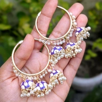 Meenakari Baali Jhumki  - Purple