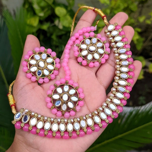Sheesha Kundan Choker Set  - Red