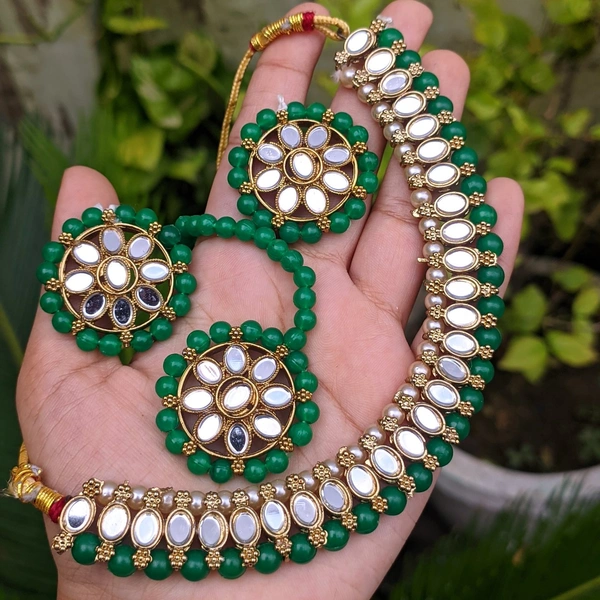 Sheesha Kundan Choker Set  - Red
