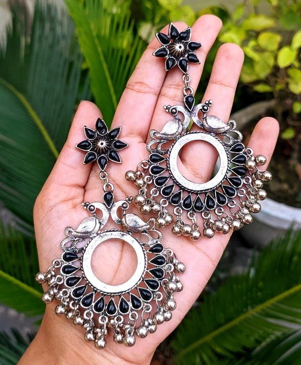 Oxidised Earrings  - Black