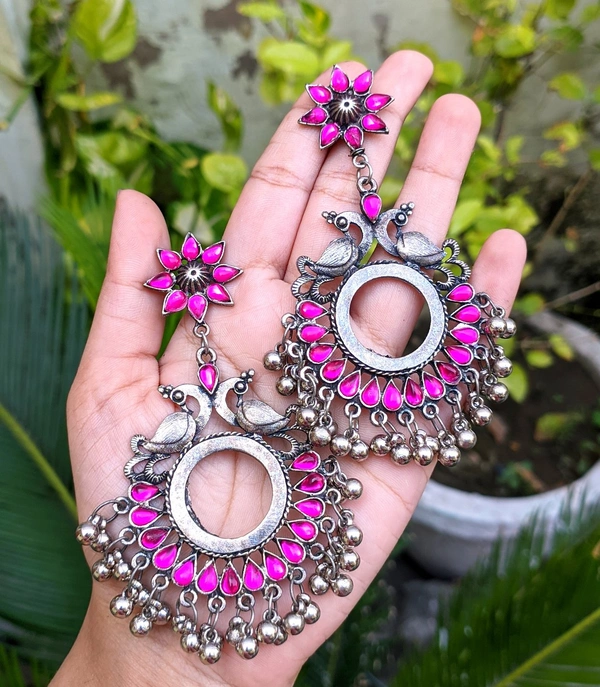 Oxidised Earrings  - Pink