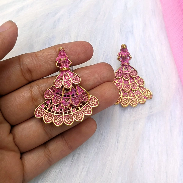 Dancing Doll Earrings  - baby pink