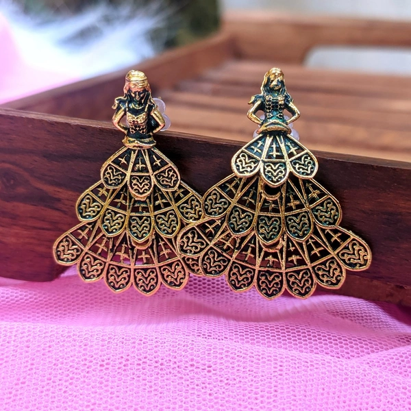 Dancing Doll Earrings  - Green