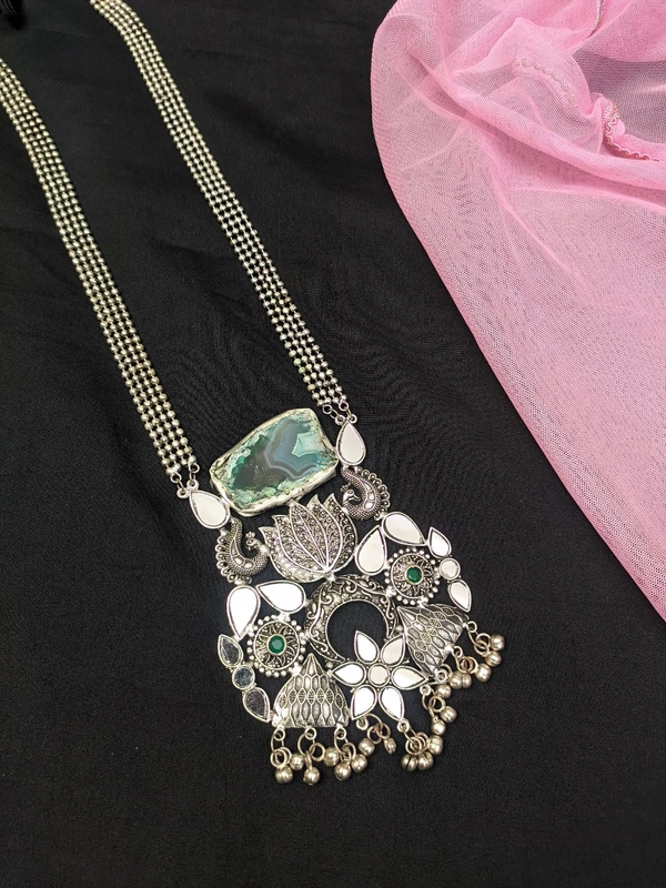 Long Statement Necklace With Stone