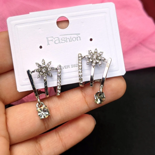 Korean Earring- Flower Star  - Silver