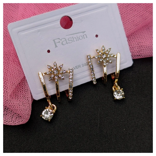 Korean Earring- Flower Star  - Gold