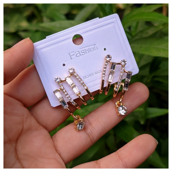 Korean Earring- Stripes  - Gold