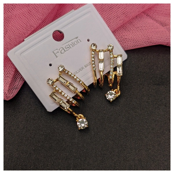 Korean Earring- Stripes  - Gold