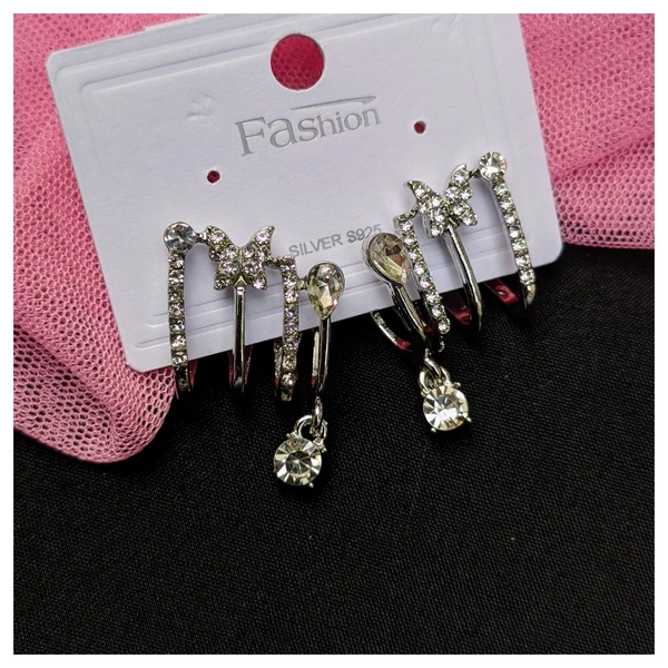 Korean Earring- Single Butterfly  - Silver