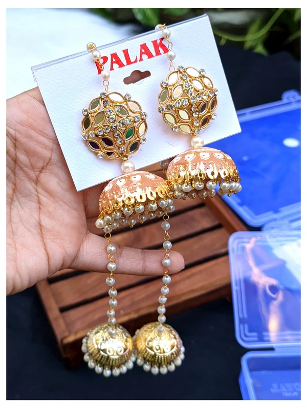 Kashmiri Jhumki With Mirror - Orange