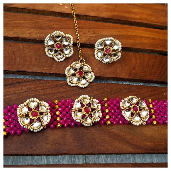 Aarti Choker Set  - Magenta / Fuchsia