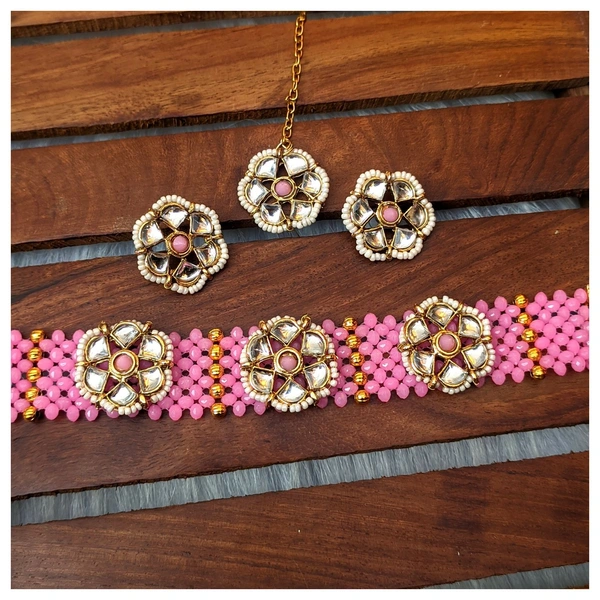 Aarti Choker Set  - baby pink