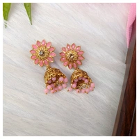 Mini Flower Jhumki  - Pink